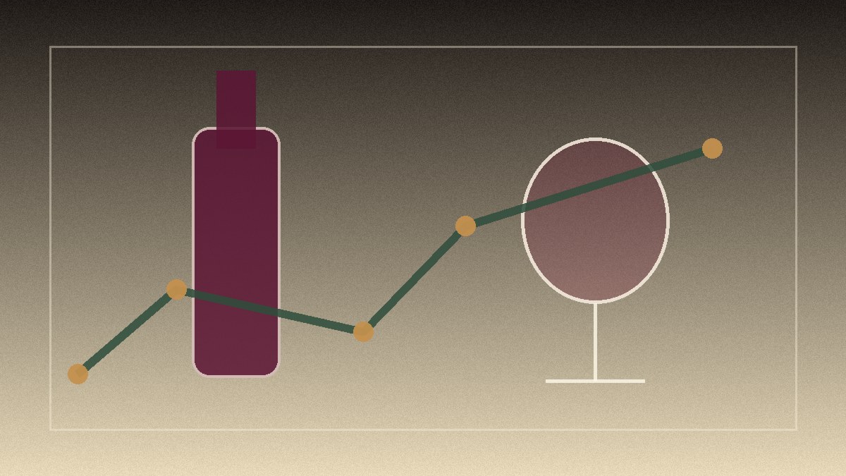 Branching choice paths beside a wine glass