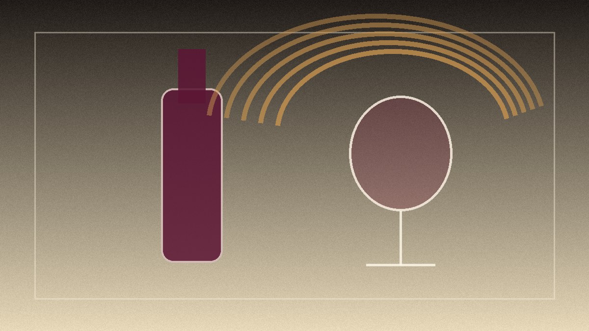 Aroma arcs above a wine glass